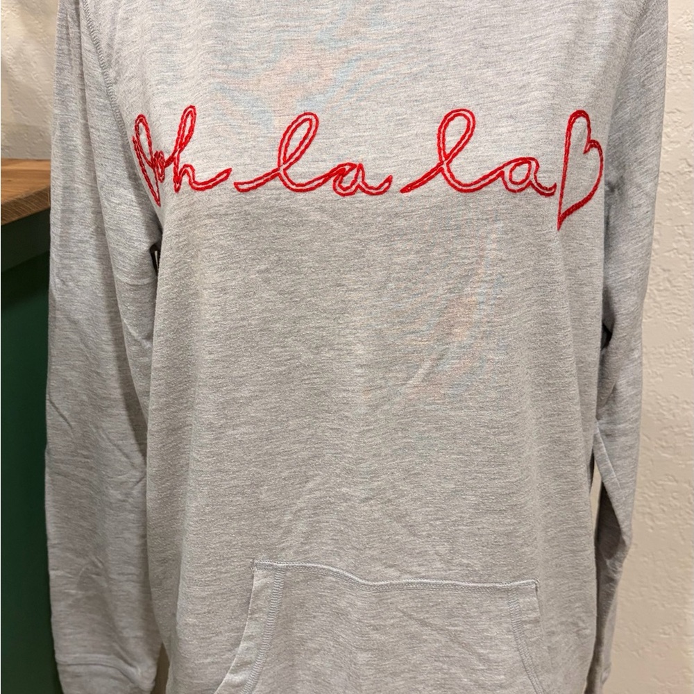 C. Wonder Women’s Light Gray Sweater with embroidered’Ooh La La’ Red Script